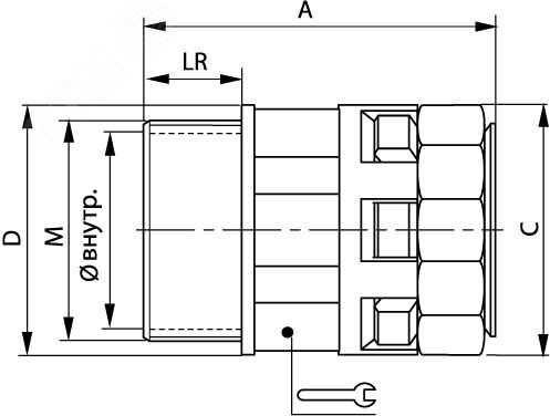 Переходник труба-коробка DN 17мм М25х1.5 полиамид черн. IP66 PAM17M25N