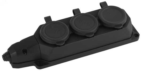 Колодка удлинителя 3-м с заземл. 16А IP44 K-3e-B-IP44 каучук черн. Б0044545