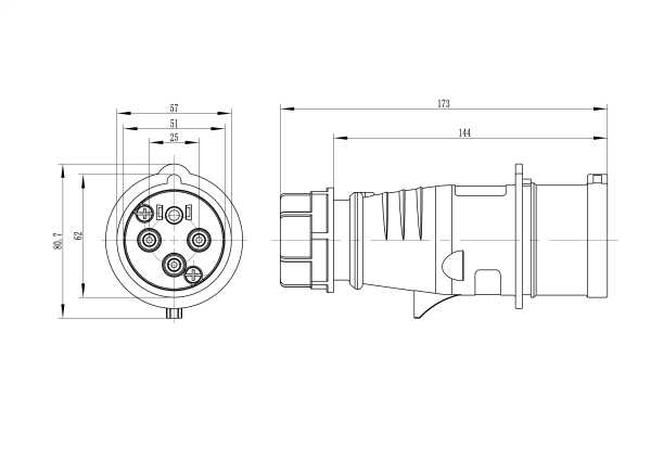 Вилка кабельная IP44 32A 3P+E 400V DIS2133236