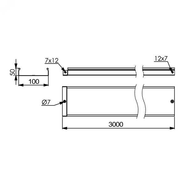 Лоток  50x100х3000, 2,0 мм SNH30510
