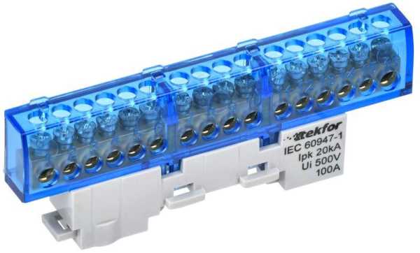 TEKFOR Шина N ноль изолированная на универсальном держателе 6х9-16-С IEK TF-NN10-16-KL-K07