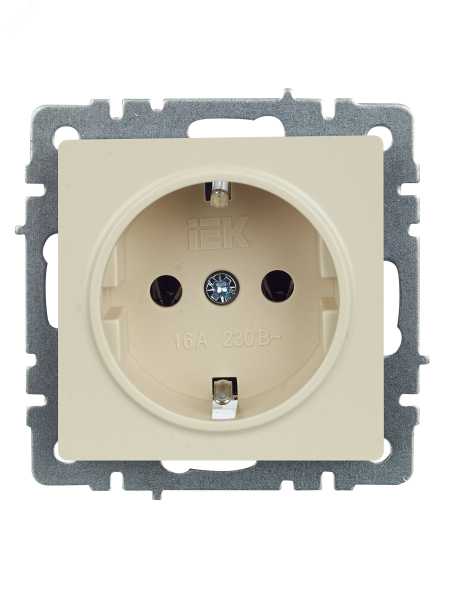 Розетка BRITE РС11-1-0-БрКр 16А с заземл. без защ. шторки беж. BR-R11-16-K10
