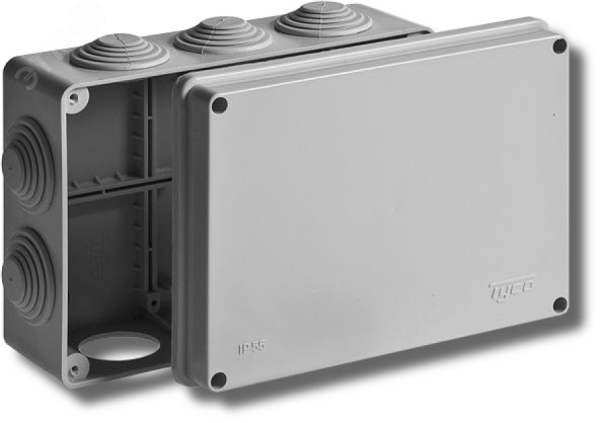 Коробка распределительная ОП 200х140х75мм 10 вводов IP55 сер. 67055