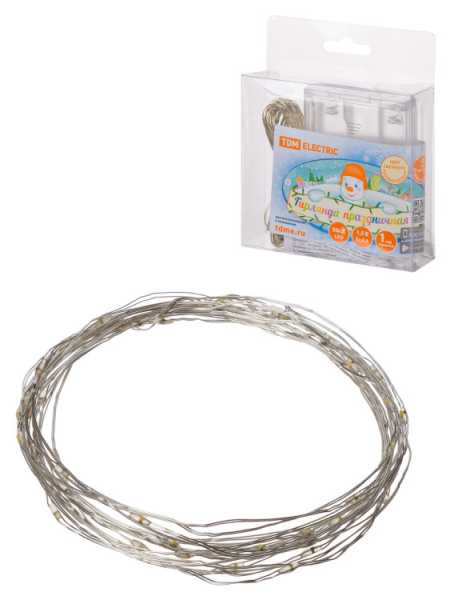 Гирлянда светодиодная &amp;amp;quot;Роса50&amp;amp;quot; 50LED, 5м, 3000К, 3хАА, SQ0361-0052
