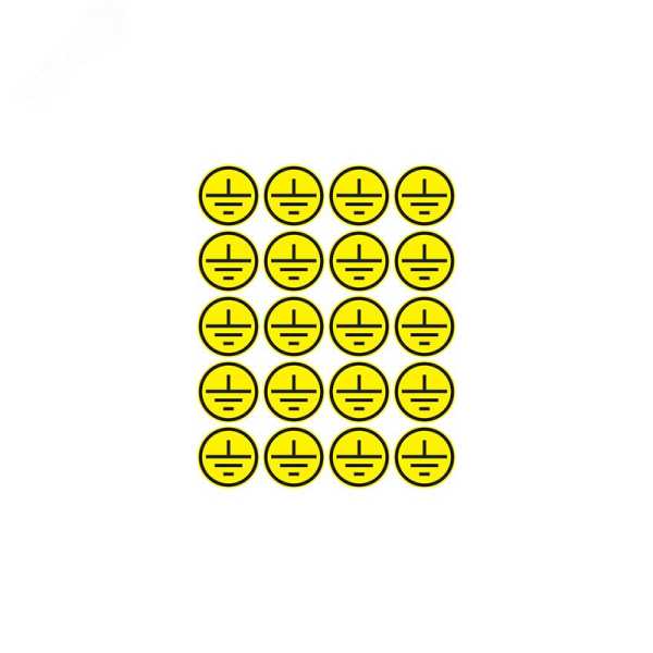 Наклейка знак электробезопасности &quot;Заземление&quot; d20мм (20шт на листе) 56-0010