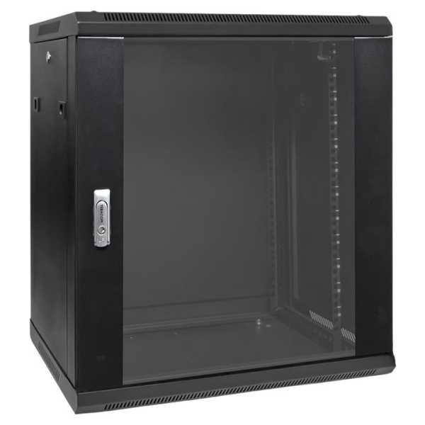 Шкаф настенный 19&amp;amp;quot; TERACOM PRO 12U 600х450 мм дверь стеклянная с замком-ручкой ч-рный