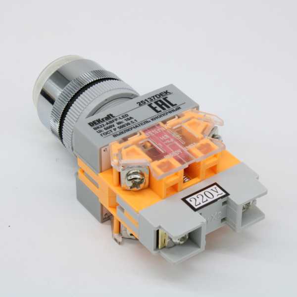 Выключатель кнопочный с фиксацией ABFP d22 мм белая LED 220В ВK-22 25137DEK