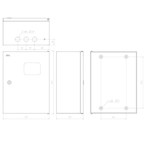Корпус металлический ЩУ 3-1-0 76 У1 395x310x155 IP54 NO_SIMPLE_STM_SHU-3/1-0 Б0046704