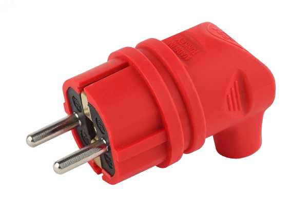 Вилка 90град. V9-RED-IP44 16А IP44 с заземл. каучук красн. Б0044549