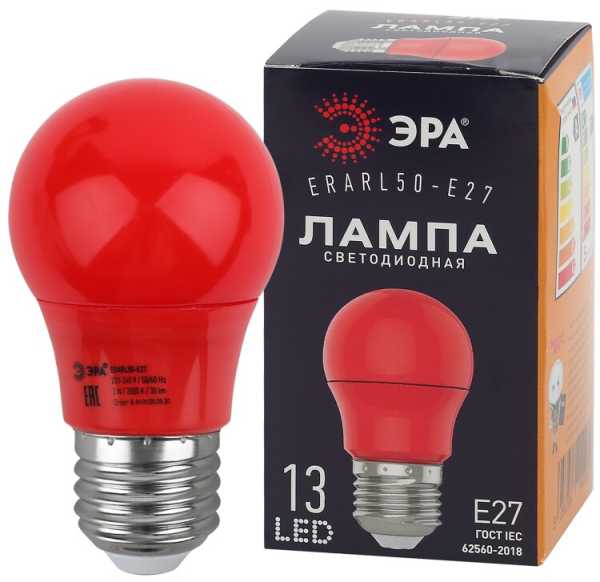 Лампочка светодиодная STD ERARL50-E27 E27 / Е27 3Вт груша красный для белт-лайт Б0049580
