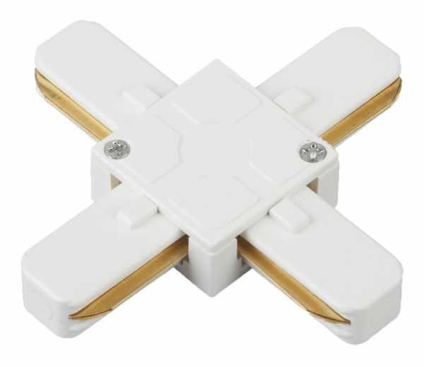 Коннектор TR7-C 2W X WH для однофазного шинопровода Х-образный белый Б0032179