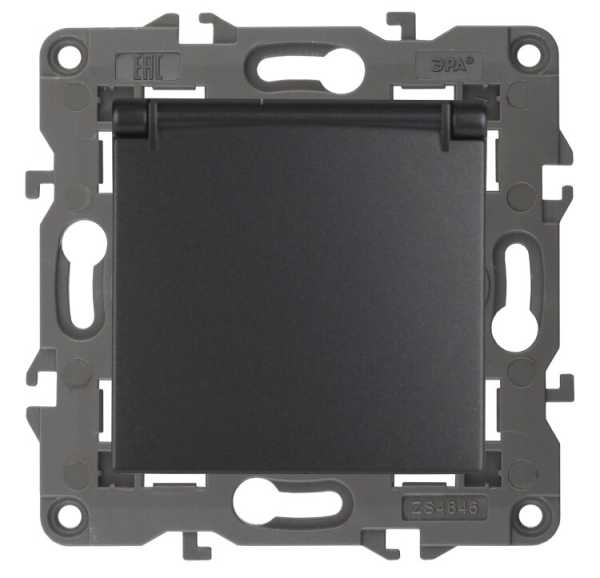 14-2103-05 Розетка 2P+E Schuko со шторками с крышкой, 16A-250В, IP20, Elegance, антрацит (10 Б0034282