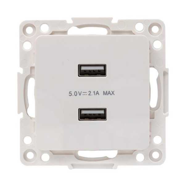 Розетка USB 2-м Стокгольм 2.1А механизм бел. PROxima EYR16-028-10-2USB