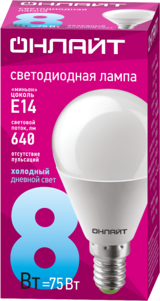 Лампа светодиодная 61 135 OLL-G45-8-230-6.5K-E14 8Вт 61135