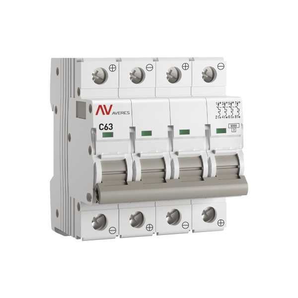 Выключатель автоматический AV-6 DC 4P 63A (C) 6kA EKF AVERES mcb6-DC-4-63C-av