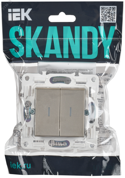SKANDY Выключатель 2-клавишный с индикацией 10А SK-V09Sh шампань IEK SK-V20-1-10-K37