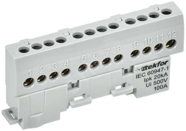TEKFOR Шина L фаза изолированная на универсальном держателе 6х9-12-Ср IEK TF-NN10-12-KL-K03