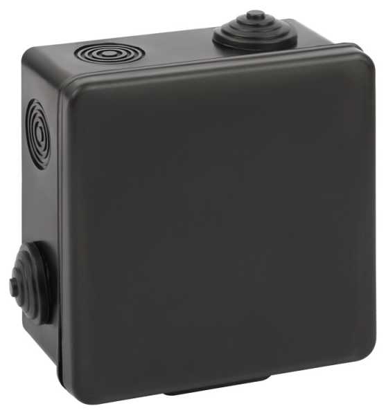Распаячная коробка KOR-100-100-50-8g-B открытой установки КОР 100х100х50мм черная с гермовводами 8 входов IP54 Б0061777