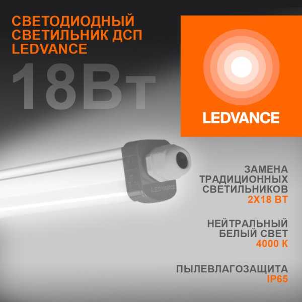 Светильник светодиодный ДСП-18Вт 4000K 1890лм IP65 0.6м ECO CLASS серый 4058075622562