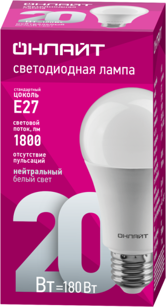 Лампа светодиодная 61 158 OLL-A60-20-230-4K-E27 20Вт грушевидная 61158