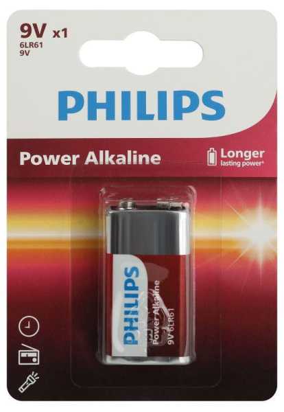 Элемент питания алкалиновый &amp;amp;quot;крона&amp;amp;quot; 6LR61 9В Power (блист. 1шт) Philips Б0062717