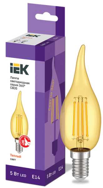 ЛАМПА LED CB35 СВ.Н/В ЗОЛ. 5ВТ 230В 2700К E14 СЕРИЯ 360° LLF-CB35-5-230-30-E14-CLG