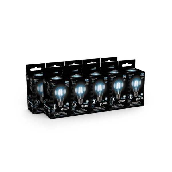 Лампа светодиодная филаментная Black Filament 6Вт A60 грушевидная 4100К нейтр. бел. E27 630лм 102802206