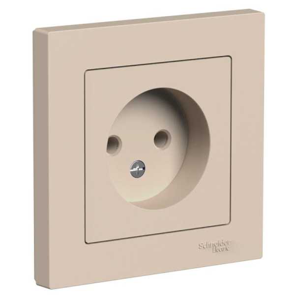 ATLASDESIGN РОЗЕТКА без заземления, 16А, в сборе, ПЕСОЧНЫЙ ATN001240