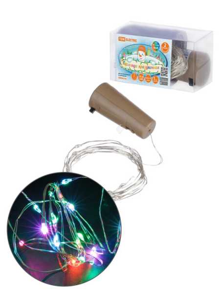 Гирлянда-пробка для бутылки &amp;amp;quot;Роса20&amp;amp;quot; 20LED, 2м, RGB, 3хAG13/LR44, SQ0361-0100
