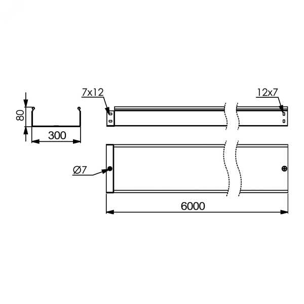 Лоток  80х300х6000, 2,0 мм, горячеоцинкованный SNH60830HDZ