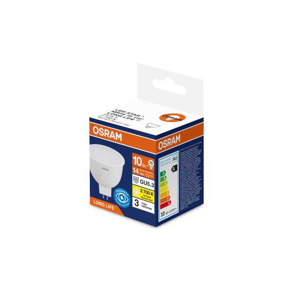 Лампа светодиодная 10Вт 1000Лм 2700К GU5.3 170-250В OSRAM LONG LIFE 4099854303685