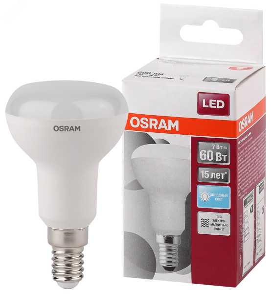 Лампа светодиодная LED 7Вт Е14 STAR R50(замена 60Вт), нейтральный Osram 4058075282575