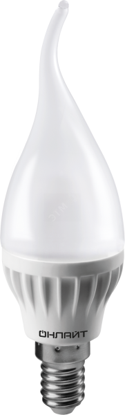 Лампа светодиодная LED 6вт E14 белый матовая свеча на ветру 20077