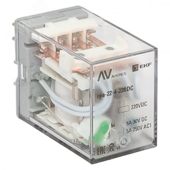 Реле промежуточное RPA 22/4 5A 220В DC AVERES rpa-22-4-220DC