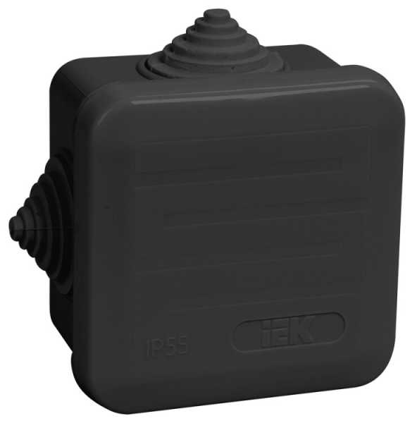 Коробка расп. КМ41236 70х70х40мм IP44 4 вв. черная UKO21-070-070-040-K02-44
