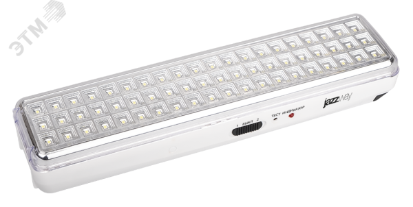 Фонарь-светильник аккумуляторный Accu9-L60-wh аварийный 60SMD яркий 300лм 2ч/эконом 90лм 6ч 220В аккум. Li-ion 3.7В 2.4А.ч бел. 5024540