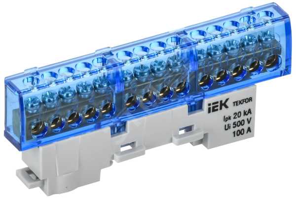 TEKFOR Шина N ноль изолированная на универсальном держателе 6х9-14-С IEK TF-NN10-14-KL-K07