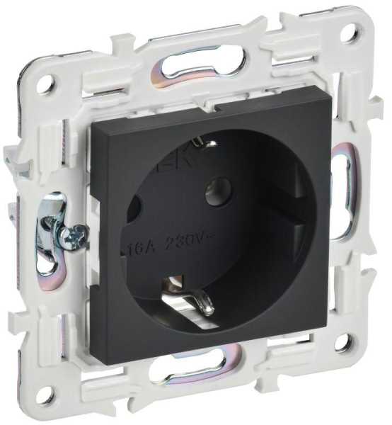 SKANDY Розетка с заземлением без защитных шторок 16А SK-R05G графит IEK SK-R11-16-K53