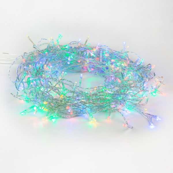 Гирлянда светодиодная &amp;amp;quot;Светодиодный Дождь&amp;amp;quot; 2х3м 240LED мультиколор 12Вт 230В IP20 свечение с динамикой провод прозр. 235-069