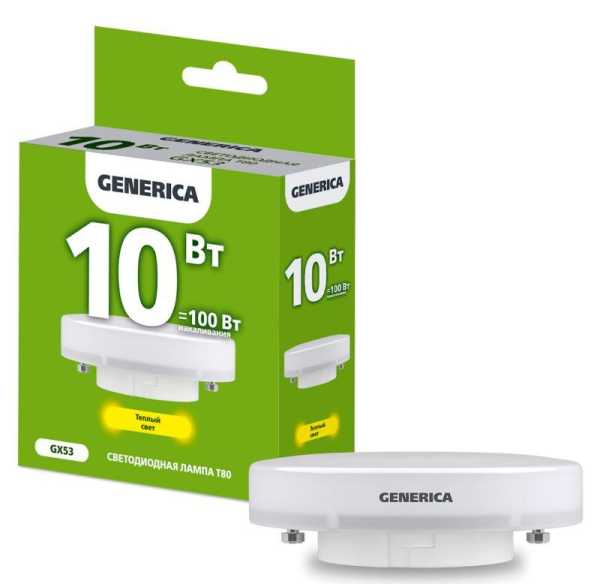 Лампа светодиодная T80 10Вт таблетка 3000К GX53 230В LL-T80-10-230-30-GX53-G