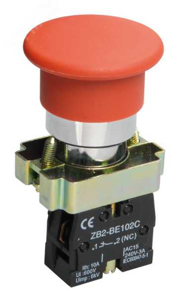 Кнопка управления &amp;amp;quot;Грибок&amp;amp;quot; LAY5-BC42 1р красн. BBG71-BC-K04