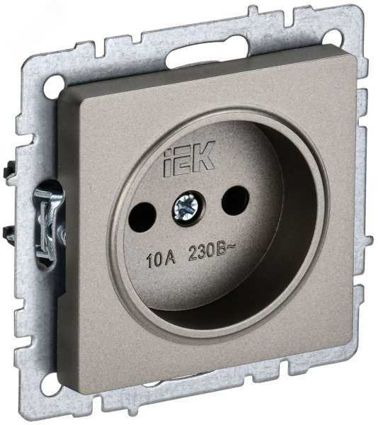 Розетка BRITE РС10-1-0-БрШ 10А без заземл. без защ. шторок шампань BR-R10-10-K37
