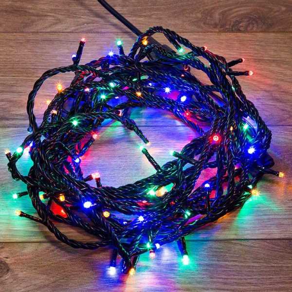 Гирлянда светодиодная &amp;amp;quot;Твинкл Лайт&amp;amp;quot; 20м 200LED мультиколор 20Вт 220-240В IP65 8 режимов провод ПВХ черн. (контроллер не в компл.) 303-149