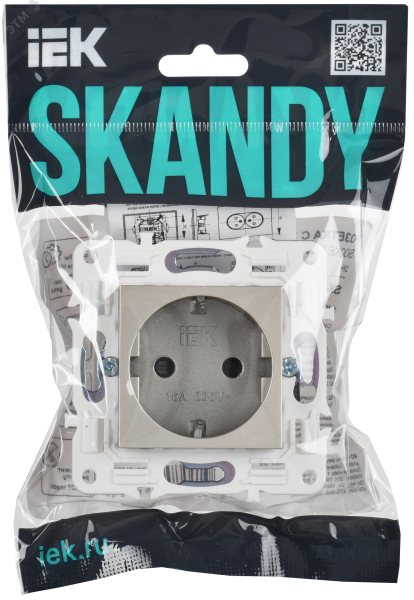 SKANDY Розетка с заземлением с защитными шторками 16А безвинтовое крепление SK-R06Sh шампань IEK SK-R14-16-1-K37