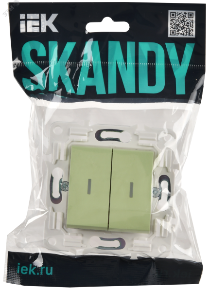 SKANDY Выключатель 2-клавишный с индикацией 10А SK-V09G мятный IEK SK-V20-1-10-K06