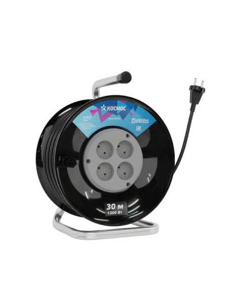 Удлинитель на катушке 4х30м 6А IP20 1.3кВт ПВС 2х0.75 YKKsm30m-4g(6A)