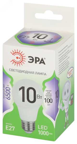 Лампа светодиодная LED 10 Вт 1000Лм 6500К груша холодный E27 220-240В LED A60-10W-865-E27 Green Line Б0067090