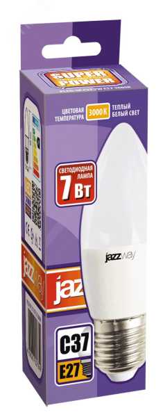 Лампа светодиодная PLED-SP 7Вт C37 свеча 3000К тепл. бел. E27 530лм 230В 1027825-2