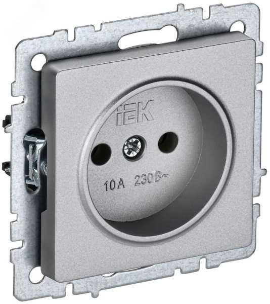 Розетка BRITE РС10-1-0-БрА 10А без заземл. без защ. шторок алюм. BR-R10-10-K47