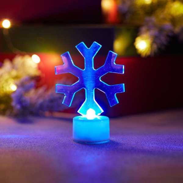 Фигура светодиодная &amp;amp;quot;Снежинка&amp;amp;quot; 1LED RGB 1Вт IP20 на подставке элементы питания 3хAG13(LR44) (в компл.) 501-055
